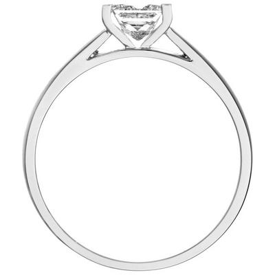 Jewelco London Silver 18ct White Gold Princess 1/2ct Diamond Channel Bar Solitaire Ring