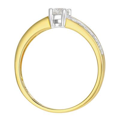 Jewelco London Gold 9ct Gold 20pts Diamond 5pts Offset Pave Shoulder Solitaire Ring