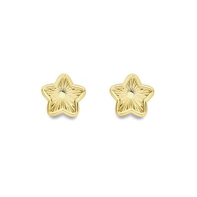 Jewelco London Gold 9ct Gold Diamond-cut Starburst Twinkle Star Stud Earrings 5mm