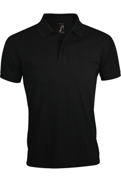 SOL'S Black Prime Pique Plain Short Sleeve Polo Shirt