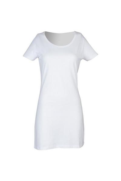 Skinni Fit White Scoop Neck T-Shirt Dress