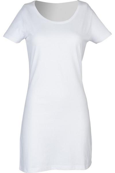 Skinni Fit White Scoop Neck T-Shirt Dress