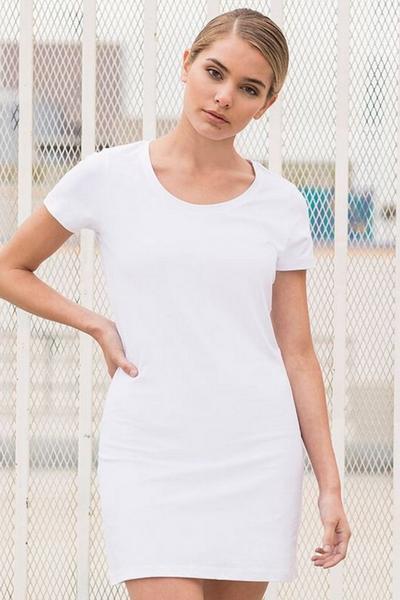 Skinni Fit White Scoop Neck T-Shirt Dress