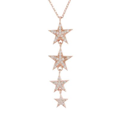 Latelita Rose Gold Graduated Star Drop Necklace Rosegold
