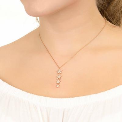 Latelita Rose Gold Graduated Star Drop Necklace Rosegold