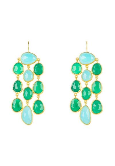 Latelita Green Splash Gemstone Earring Gold Green Onyx