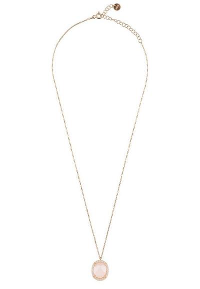 Latelita Pink Beatrice Oval Gemstone Pendant Necklace Rose Gold Rose Quartz