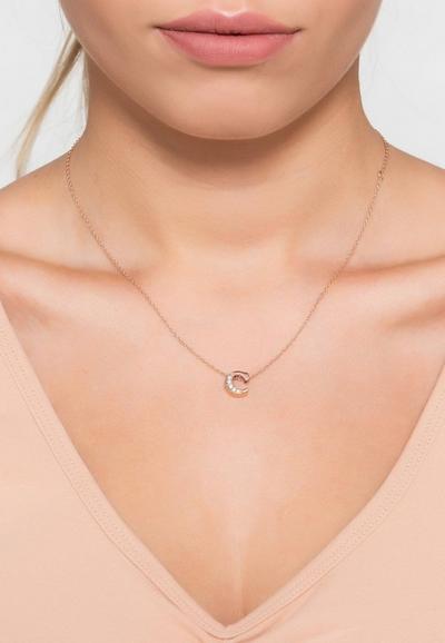 Latelita Diamond Initial Letter Pendant Necklace Rose Gold C