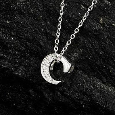 Latelita  Diamond Initial Letter Pendant Necklace Rose Gold C