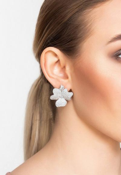 Latelita Silver Flower Large Stud Earrings Silver