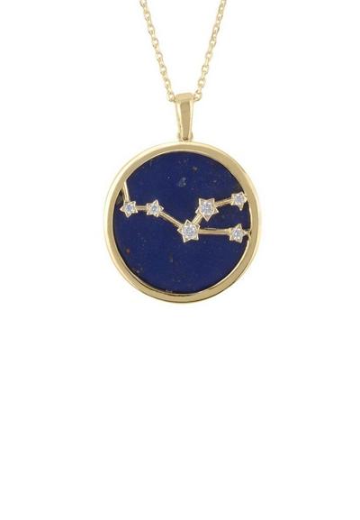 Latelita Blue Zodiac Lapis Lazuli Gemstone Star Constellation Pendant Necklace Gold Taurus