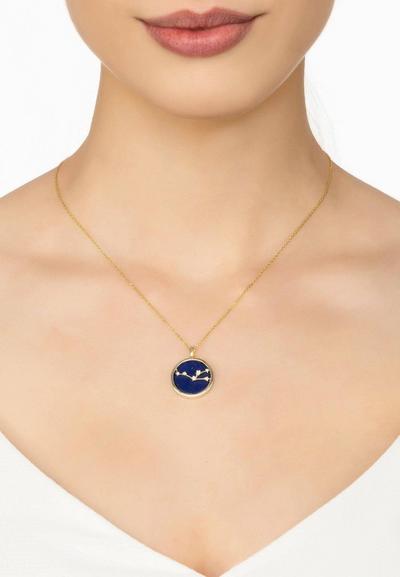Latelita Blue Zodiac Lapis Lazuli Gemstone Star Constellation Pendant Necklace Gold Taurus