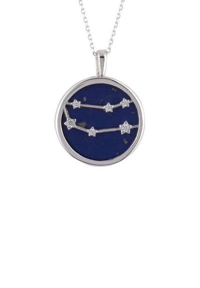 Latelita Blue Zodiac Lapis Lazuli Gemstone Star Constellation Pendant Necklace Silver Gemini