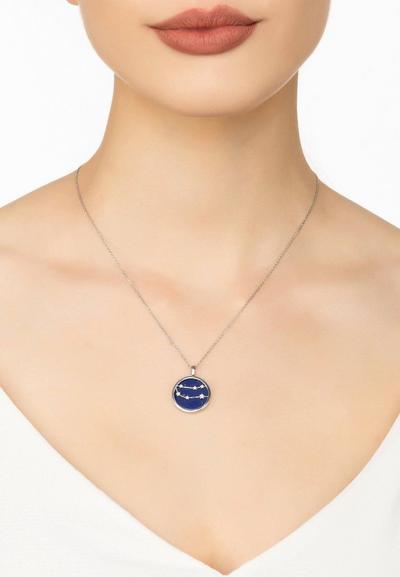 Latelita Blue Zodiac Lapis Lazuli Gemstone Star Constellation Pendant Necklace Silver Gemini