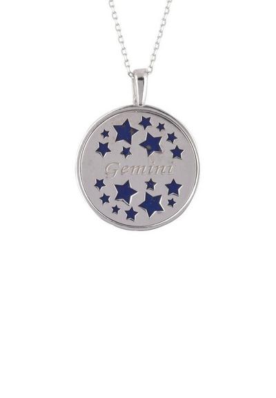 Latelita Blue Zodiac Lapis Lazuli Gemstone Star Constellation Pendant Necklace Silver Gemini