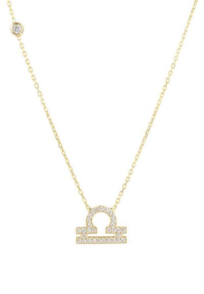 Latelita Gold Zodiac Star Sign Pendant Necklace Gold Libra