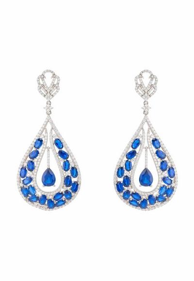 Latelita Blue Charlotte Teardrop Gemstone Earrings Sapphire Silver