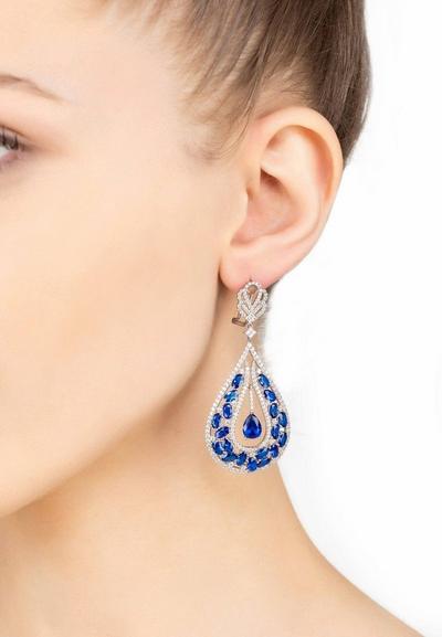 Latelita Blue Charlotte Teardrop Gemstone Earrings Sapphire Silver