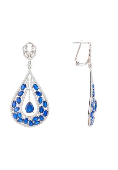 Latelita Blue Charlotte Teardrop Gemstone Earrings Sapphire Silver