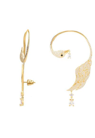 Latelita Gold Bird Of Paradise Ear Climber White Gold Left