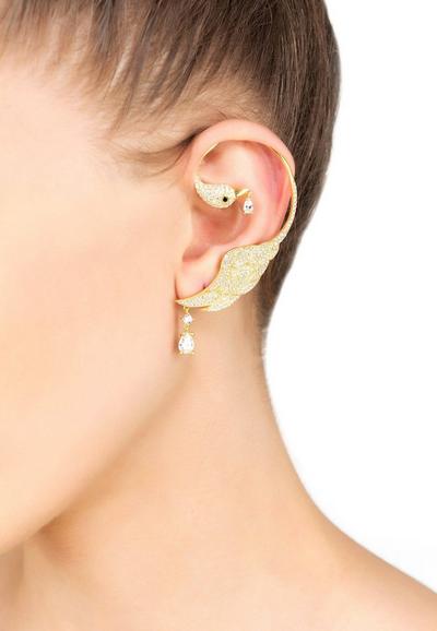 Latelita Gold Bird Of Paradise Ear Climber White Gold Left
