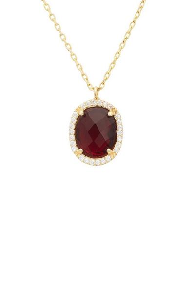 Latelita Red Beatrice Oval Gemstone Pendant Necklaceâ Gold Garnet