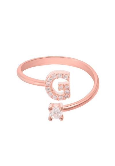 Latelita Pink Initial Ring Rosegold G