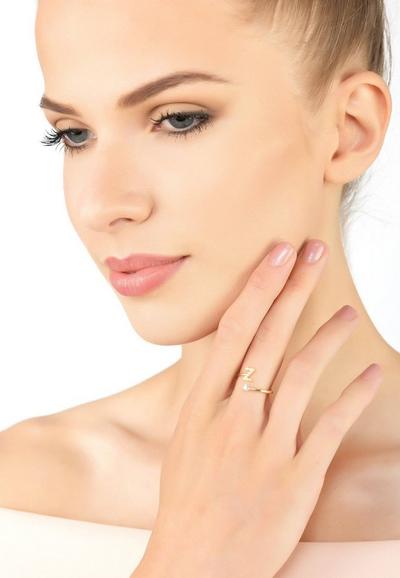 Latelita Pink Initial Ring Rosegold Z