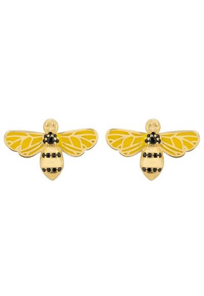 Latelita Multi Enamel Bee Stud Earring Gold
