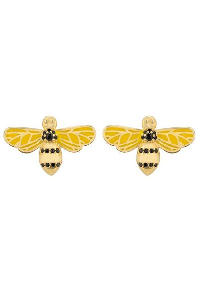 Latelita Multi Enamel Bee Stud Earring Gold