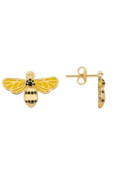 Latelita Multi Enamel Bee Stud Earring Gold