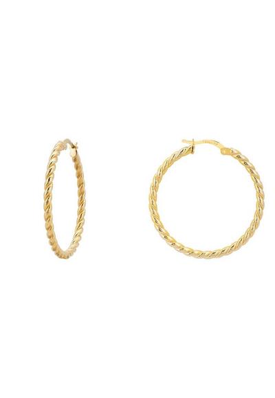 Latelita Yellow Twisted Flax Large Hoop Earrings Gold