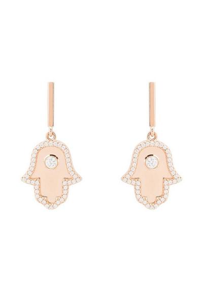 Latelita Rose Gold Hamsa Hand Metallic Drop Earrings Rosegold