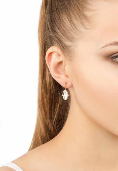Latelita Rose Gold Hamsa Hand Metallic Drop Earrings Rosegold