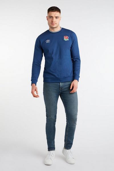 Umbro Navy England Classic Contrast Rib Long Sleeve T-shirt