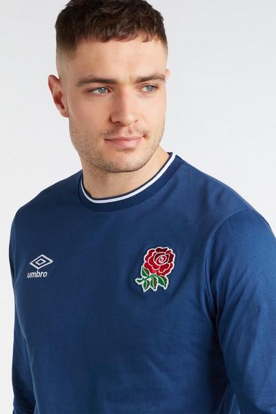 Umbro Navy England Classic Contrast Rib Long Sleeve T-shirt