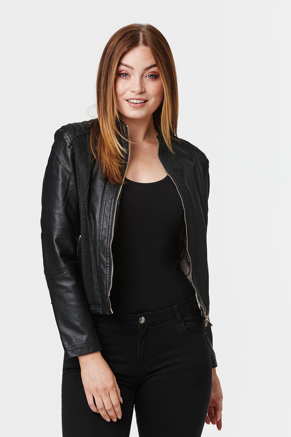 plus size leather bomber