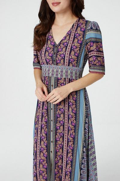 Izabel London Blue Paisley Print A-Line Maxi Dress