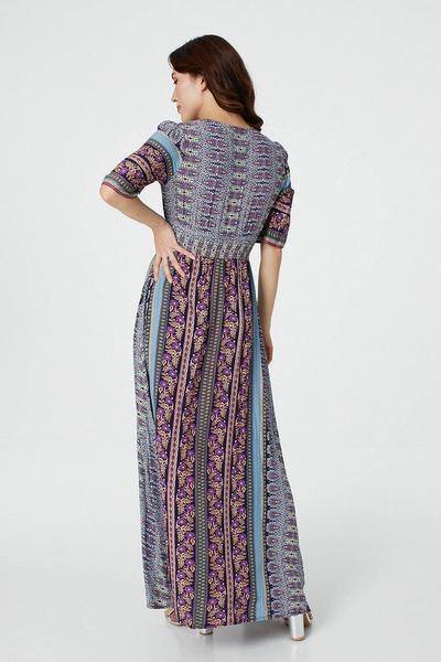 Izabel London Blue Paisley Print A-Line Maxi Dress