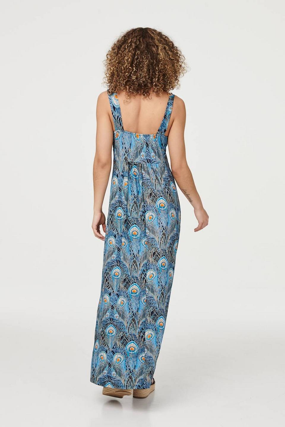 Dresses | Peacock Print A-Line Maxi Dress | Izabel London