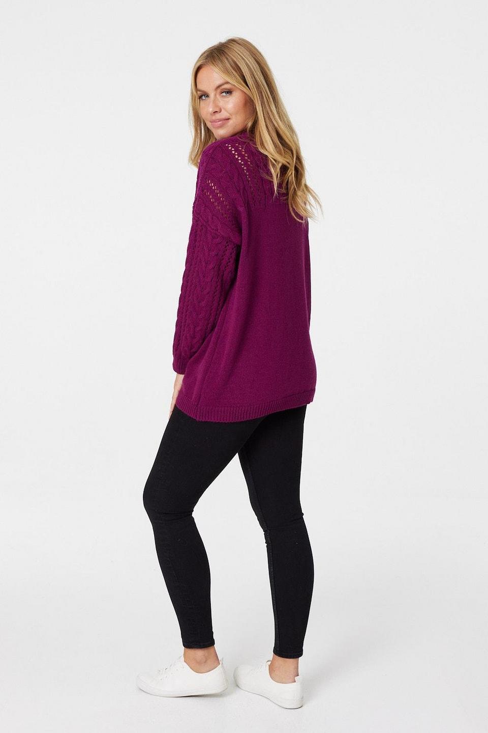 Jumpers & Cardigans | Cable Knit Slouchy Knit Jumper | Izabel London