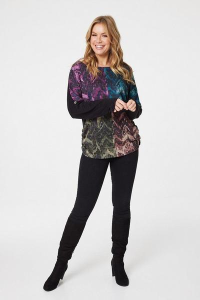 Izabel London Black Tie Dye Oversized Top