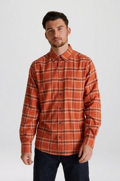Craghoppers Orange 'Lough' Long Sleeved Check Shirt