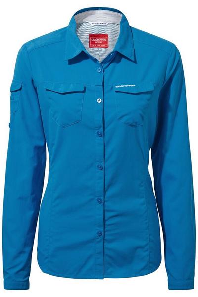 Craghoppers Blue Insect-Repellent 'NosiLife Adventure II' Long Sleeve Shirt