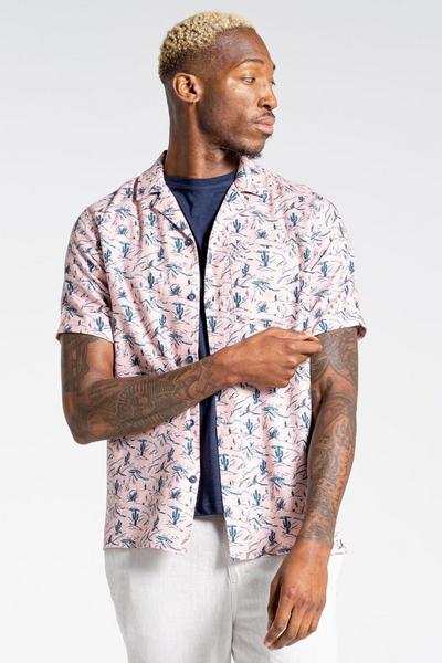 Craghoppers Pale Pink Linen-Blend 'NosiBotanical Hula' Short Sleeve Shirt