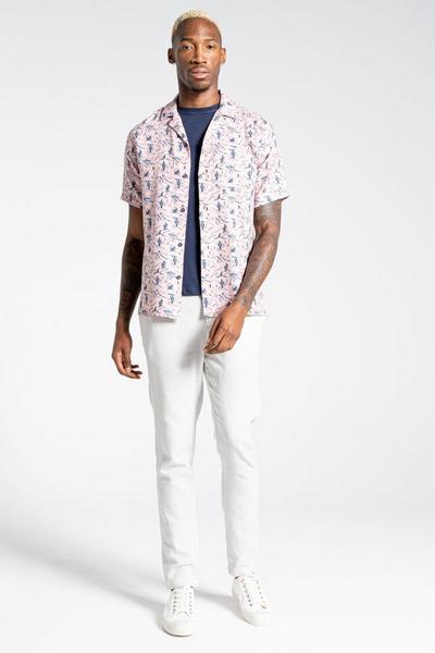 Craghoppers Pale Pink Linen-Blend 'NosiBotanical Hula' Short Sleeve Shirt