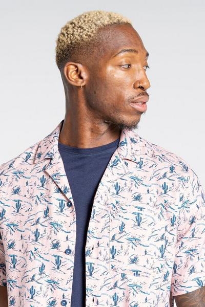 Craghoppers Pale Pink Linen-Blend 'NosiBotanical Hula' Short Sleeve Shirt
