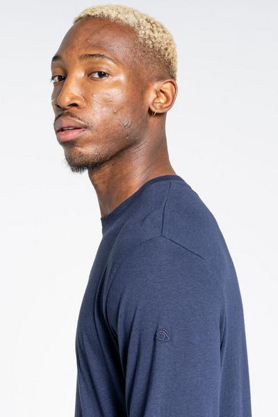 Craghoppers Navy Cotton-Blend 'NosiBotanical Coulter' Long Sleeve T-Shirt