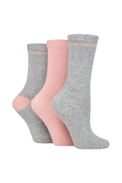 SOCKSHOP TORE Grey 3 Pair 100% Recycled Placement Stripe Cotton Socks