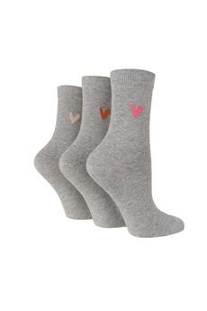 Caroline Gardner Light Grey 3 Pair Pack Plain Crew Socks
